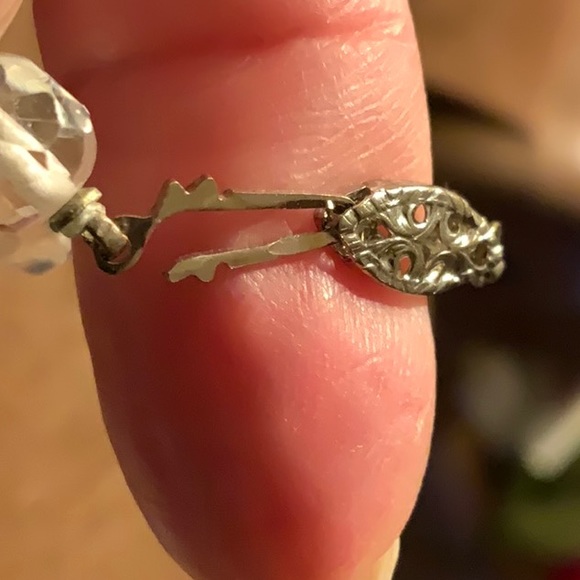 Clear Sparkly Beads Strung On White Cord With Silver-Tone Clasp - Picture 12 of 13